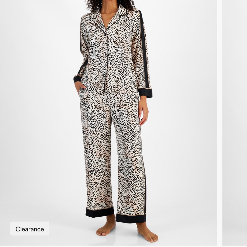 I.N.C. Satin Pajama Set Size M - Animal/Leopard Print